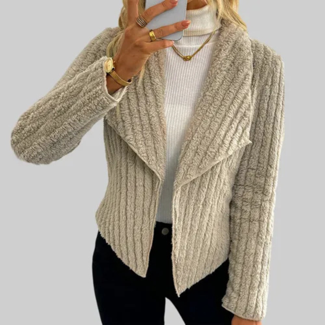 Lysianne® | Cardigan Morbido con Collo Cascata